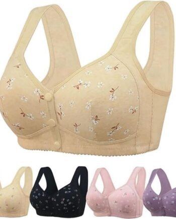 Bras for Older Women No Underwire Front Closure Comfort Senior Wireless Snap Closing Bra