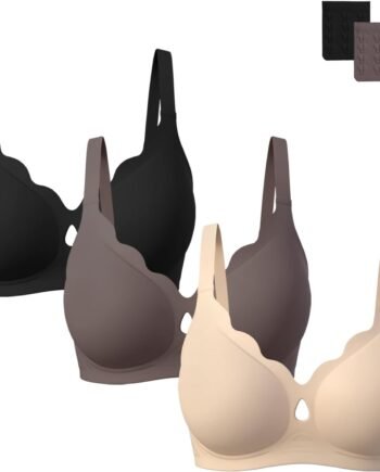 Jelly Bras for Women No Underwire Seamless Push Up Bra Scalloped Full Coverage T Shirt Bra Soft Support Bralette