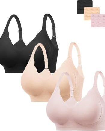 Jelly Bras for Women No Underwire 3PCS Comfort Wireless Push Up Bras Seamless Scalloped Lift Everyday Bralettes