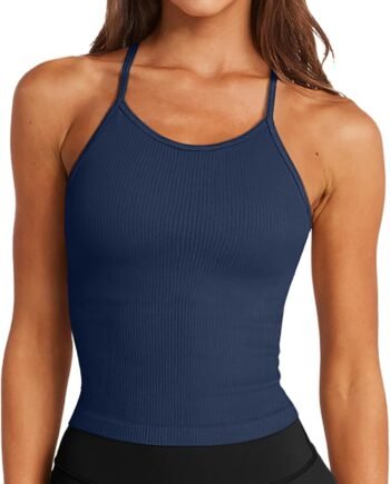 Women's Seamless Long Sports Vest Bra with Thin Straps