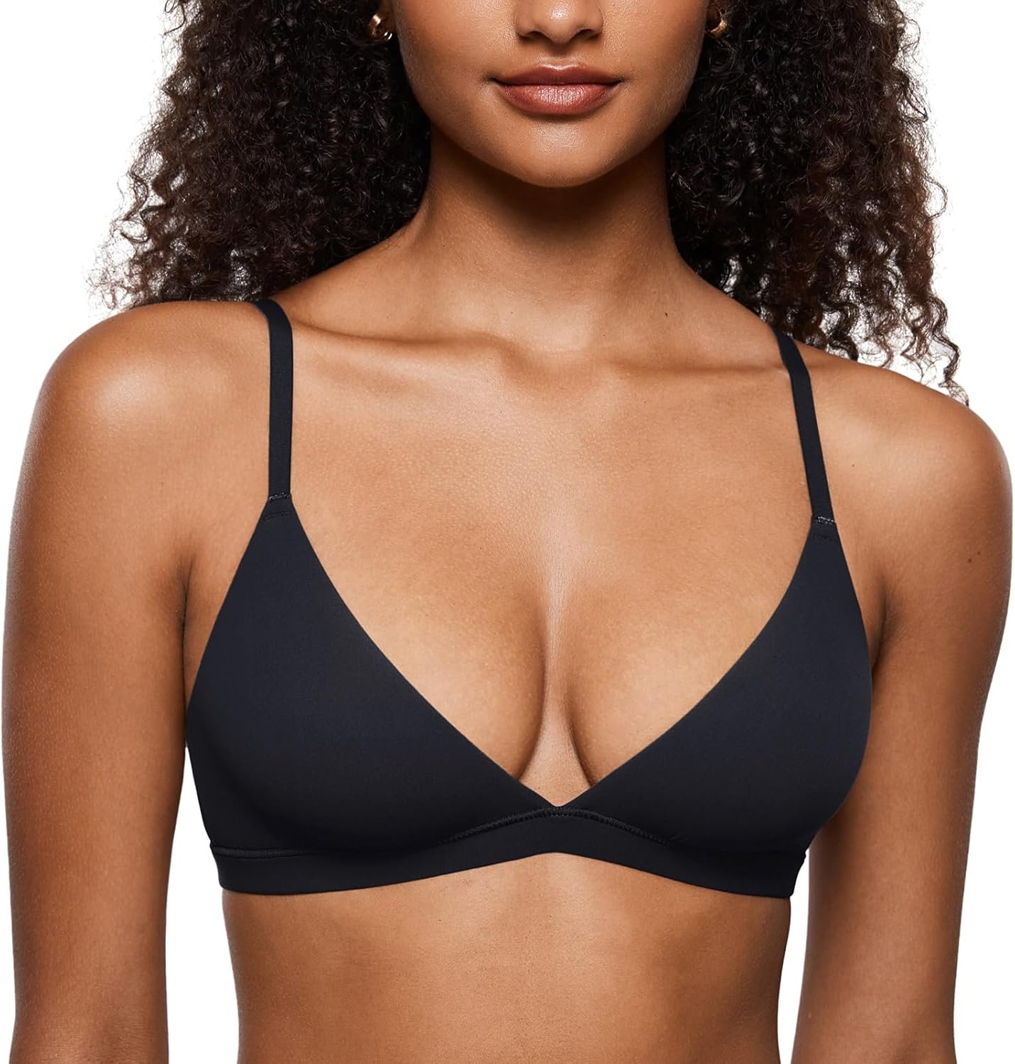 Women's Triangle Plunge Unlined Seamless Bra No Underwire Sexy Comfortable Everyday