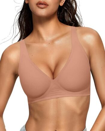Womens Deep V Bras Wireless Comfortable Bra Supportive No Underwire Bras Tshirt Push Up Bralettes Plunge Seamless Bra