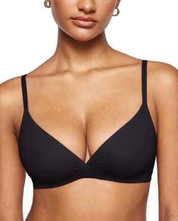 Women's  Triangle  Comfortable Unlined V Neck Wireless Smoothing Bra Top Stretch